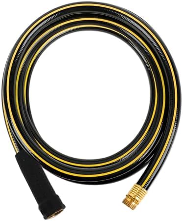 Solution4Patio Long Black Garden Hose 3/4 in. x 50 ft. -Heavy Duty Durable Flexible Lightweight Water Pipe -Brass Aluminum Ends for Household & Commercial -Kink Free, No Leaking, Male/Female Fittings