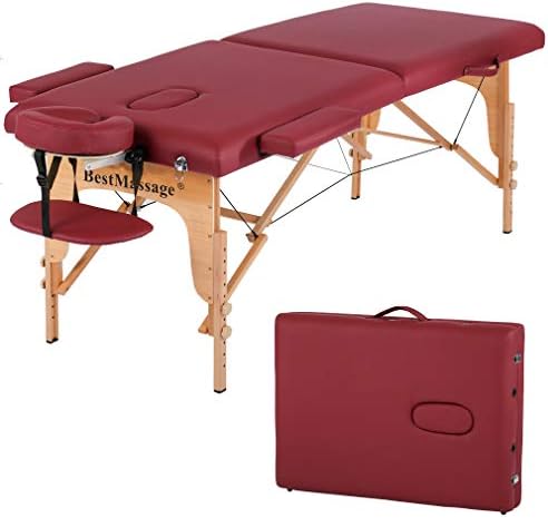 BestMassage Massage Bed Portable Massage Table 28 inch Wide Lash Bed Height Adjustable PU Leather 2 Folding with Oxford Bag for Spa Footmassage Facial CareSpa Tattoo