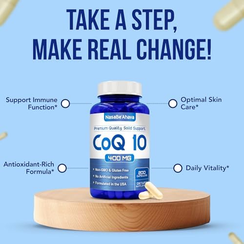 CoQ10 400mg Capsules | Vegan Friendly Coenzyme Q10 400mg per Serving from Easy Absorption Ubiquinone Supplement for Skin Heart and Energy Support
