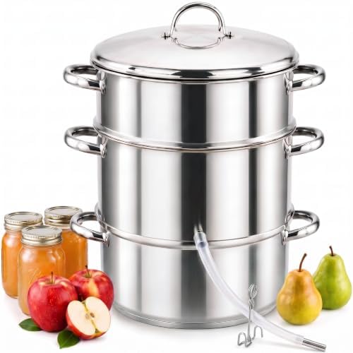Cook N Home Stainless Steel Steam Juice Extractor, 11-Qt Steam Juicer Pot | Induction ready, Works on All Stovetops, Steamer pan with Strainer
