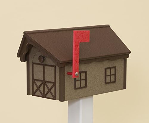Vinyl Amish Barnstyle Mailbox (Weatherwood with Brown Trim & Brown Roof)