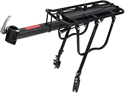 Amarine Made Bike Rear Rack 110 Lbs Capacity Aluminum Alloy or Iron Bicycle Rear Rack Adjustable Pannier Bike Luggage Cargo Rack Quick Release