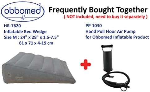 ObboMed HR-7510 Inflatable Portable Bed Wedge Pillow with Velour Surface for Sleeping, Travel, Trip Vacation, Horizontal Indention Prevent Sliding, 23” x 22” x(7.5”~1.5”), Cyan