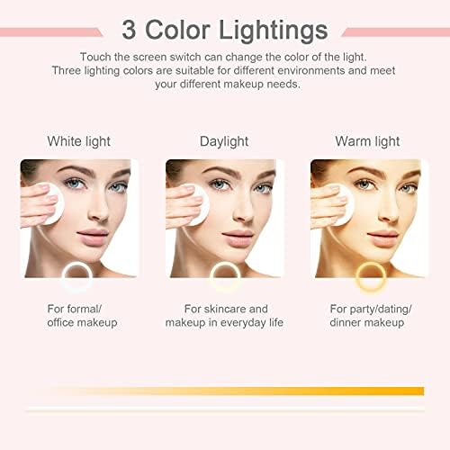 deweisn Folding Lighted Makeup Mirror with 72 LEDs 3 Colors Light Modes USB Rechargable 1800mA Batteries Portable Ultra Thin Compact Vanity Mirror