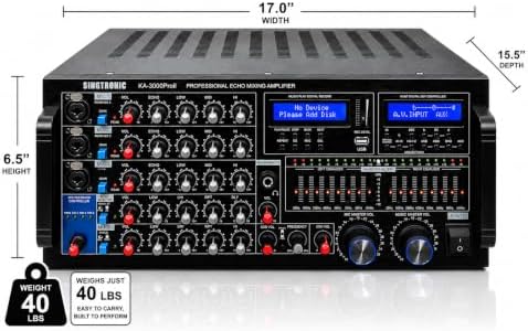 Singtronic KA-3000ProII 3000W Professional Karaoke Mixing Amplifier | DJ/KJ Console with HDMI ARC, 8-Band EQ, USB Recording, Bluetooth, Optical Input