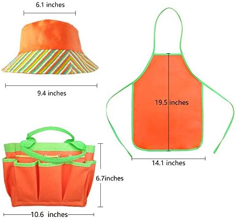 Kids Garden Tools Set with Sun Hat,Gloves,Apron,Storage Bag,Watering can,2pcs of Pots and 3pcs of Tools for Realing Gardening or Sand Outdoor Play