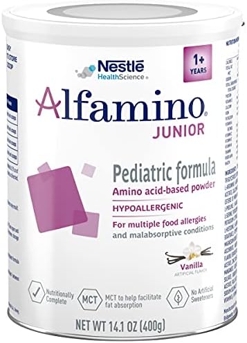 Alfamino Junior Pediatric Formula, Hypoallergenic Amino Acid Based Formula, for Children with Multiple Food Allergies, 1-13 Years, Unflavored, 14.1 Ounce (Pack of 1) | Hypoallergenic For Children with Multiple Food Allergies, 1-13 Years, 14.1 oz (Pack of…