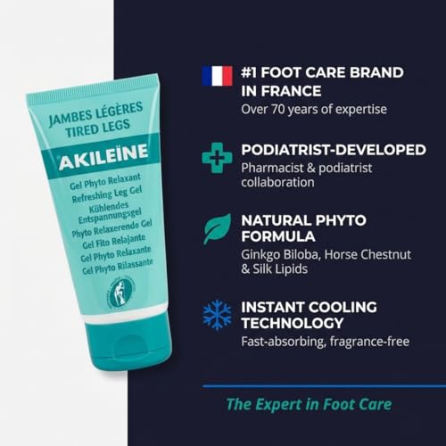 AKILEINE Refreshing Leg Gel 150ml for Tired Legs | Muscle Soreness Gel | Reduces Swelling | Circulation Aid | Leg Relief