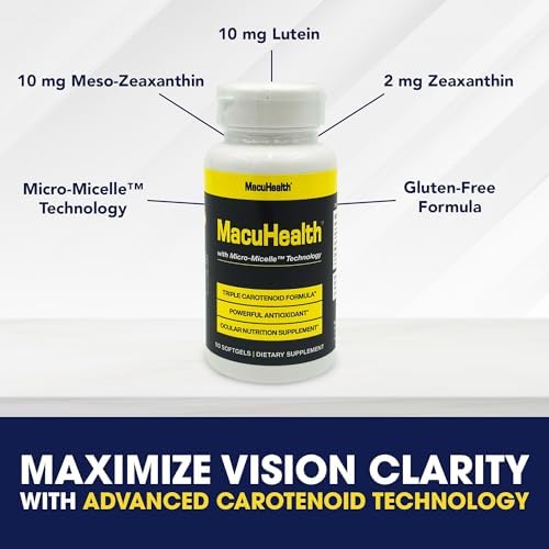 Macuhealth Triple Carotenoid Formula - Eye Vitamins for Adults | 90 softgels, 3 months supply, Advanced Eye Support & Health Eye Formula