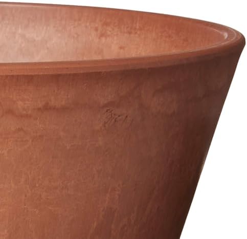 PSW Pot Collection TD25TC Plastic/Stone/Wood Composite Shallow Bulb Pan - No Drainage Hole (Drillable), Planter for Succulents, Bonsai, Fairy Gardens, Herbs, 10-inch, Terra Cotta Color