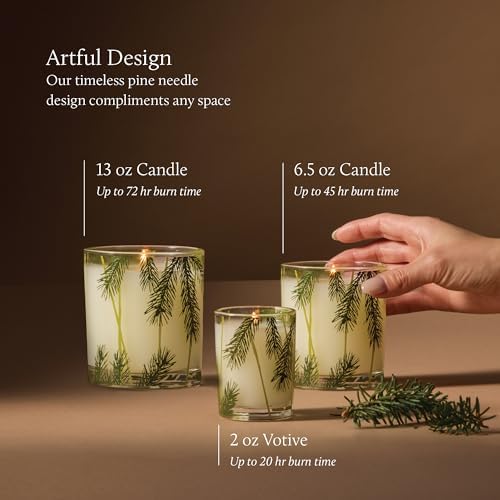 Thymes Frasier Fir Pine Needle Candle – Holiday Candles for Home Scented with Notes of Crisp Siberian Fir, Cedarwood & Sandalwood – Christmas Decor (6.5 oz)