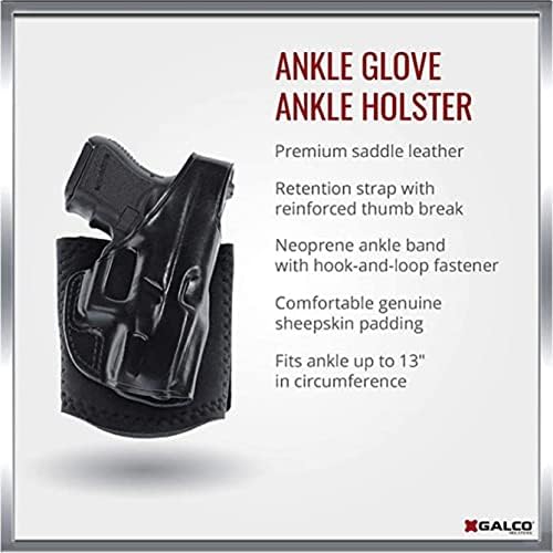 GALCO Ankle Glove Ankle Holster, S&W J Fr 640 Cent 2 1/8" .357, RH, Black (AG158B) | (AG158B)