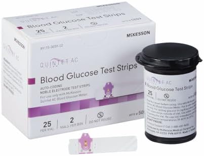 McKesson Quintet AC Blood Glucose Test Strips, 1 pk | Auto Coding, Noble Electrode Strips, for Self-Testing