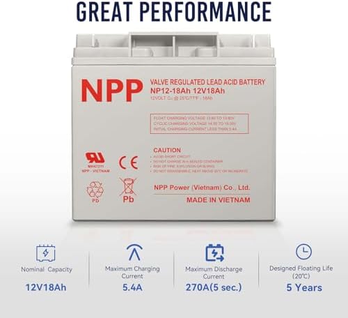 NPP NP12-18Ah 12V 18Ah (T12), 12Volt Rechargeable SLA Battery for UPS Electric Scooter, Replaces Pride Mobility Go-Go Elite Battery,UB12180 FM12180 6fm18