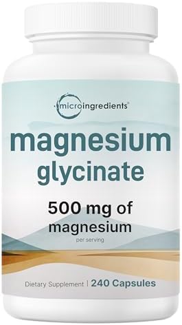 Micro Ingredients Magnesium Glycinate 500mg Per Serving, 240 Capsules | Potent Elemental Form, Chelated, High Absorption | Healthy Muscle, Bones