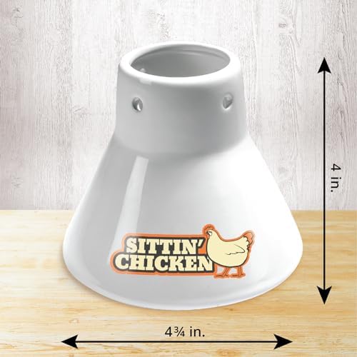 COOK'S CHOICE Sittin' Chicken Reusable Ceramic Beer Can Roaster & Steamer | Vertical Chicken Roaster Stand for Grill, Oven & Smoker - Flavor Infuser for Marinades, Beer & Sauces - Summer BBQ Essential