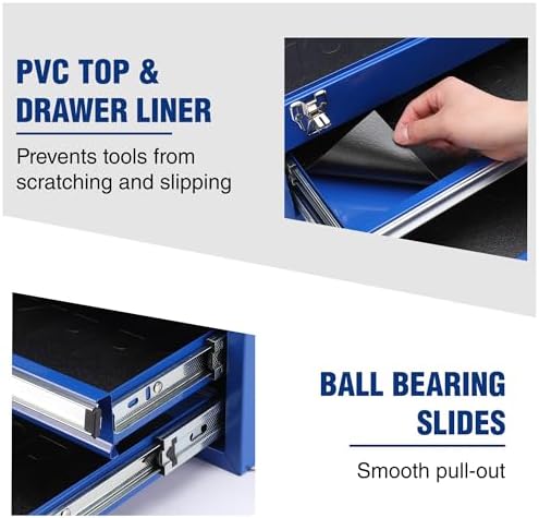 WORKPRO 15 Inch Metal Tool Box with 2 Drawers & 1 Top Storage, Heavy Duty Portable Tool Box with Handle for Garage, Office and Home, Up To 85 LBS Load Capacity