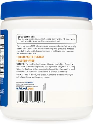 Nutricost C8 MCT Oil Powder 1LB (16.2oz) - 95% C8 MCT Oil Powder