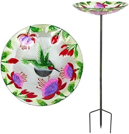 Alpine Corporation 25" Tall Outdoor Birdbath with Planter Pedestal Yard Statue, Stunning Garden Accent, 15" Round, Green