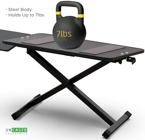Uncaged Ergonomics KT3 Computer Keyboard Stand & Riser for Desk, Adjustable Raised Wrist Friendly Keyboard Stand Tray & Mouse Stand Lift Negative TIlt