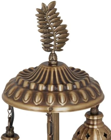 DEMMEX 3-Globe Turkish Moroccan Table Lamp, Tiffany Mosaic Glass Bedside Night Light, Handmade Colorful Mosaic Glass Globes & Antique Brass Finish Base, 21" H, Multicolor