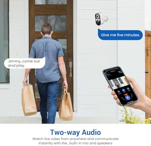 1080P Wireless Security Camera Outdoor, Battery Powered, AI Human Detection, Color Night Vision, 2-Way Audio, IP65 Waterproof, 2.4G Wi-Fi, Cloud Storage (2 Spotlights)
