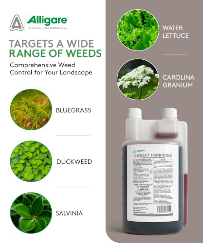 Alligare Diquat Herbicide to Control Bluegrass, Duckweed, Hydrilla & More - Glyphosate Alternative, Fast-Acting Non-Selective Liquid Weed Killer for Aquatic & Landscape Use - 2.5 Gallon