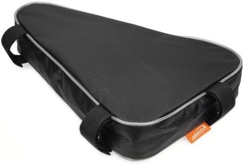 Ibera Bike Frame Bag - Slim Pouch Zipper Compartment & Velcro Mount - Water-Resistant, Fits Most Bikes - Holding Tools Snacks