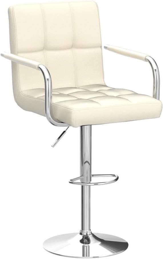 Yaheetech Bar Stools Set of 2, Swivel with Backs, Adjustable Height, White | 360° Swivel Barstools Feature Padded PU Leather Seats, Supportive Backs, 300 lb Capacity for Kitchen Islands