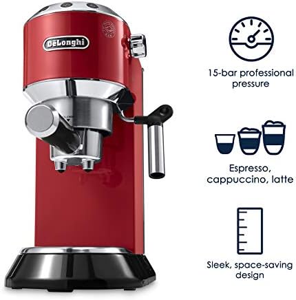 De'Longhi Dedica Espresso Machine, 15-Bar Pump, Frother, Stainless Steel | #1 Worldwide Espresso Machine Maker, Rapid Heat-Up, Frother, Compact Design, Easy to Clean