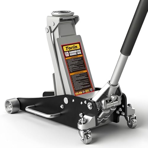 BIG RED T815016L Torin Hydraulic Low Profile Aluminum and Steel Racing Floor Jack with Dual Piston Quick Lift Pump, 1.5 Ton (3,000 lb) Capacity, Blue, T815016L