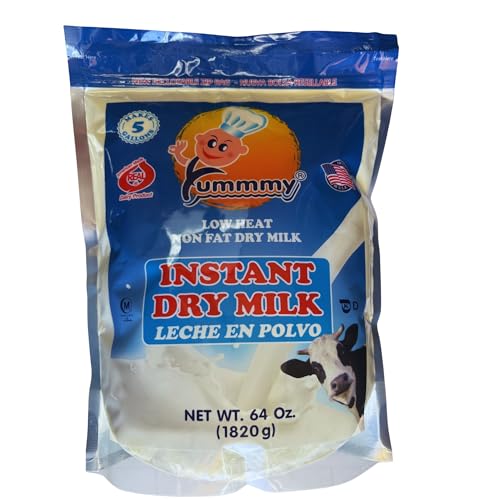 Yummmy 64 oz, Instant Nonfat Skimmed Powdered Dry Milk - Leche en polvo, 64 Oz, Grade A, Kosher Halal Certified, Made in USA