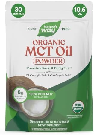 Nature's Way Organic MCT Oil, Brain and Body Fuel*, Keto & Paleo, 16 Fl Oz | Liquid Coconut MCT Oil with C8 Caprylic & C10 Capric Acids, 14 g Medium Chain Triglycerides per Serving, Non-GMO
