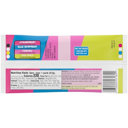 Laffy Taffy Candy, Assorted Flavors, Individually Wrapped Mini Bars, 6 Ounce