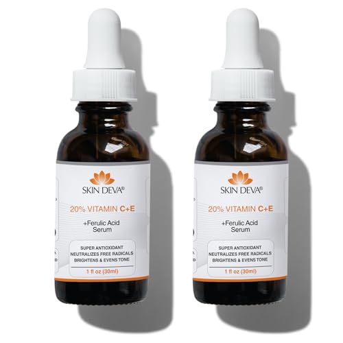 Skin Deva 20% Vitamin C Serum Anti Aging with Hyaluronic Acid & Vitamin E Ferulic Acid - Brightening Formula for Improving Appearance of Dark Spots, Fine Lines & Wrinkles - All Skin Types, 1 fl oz