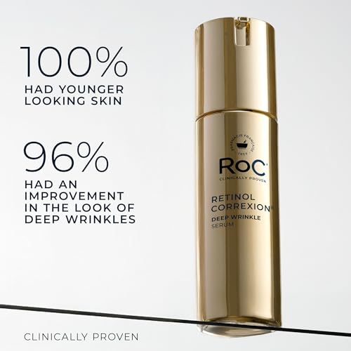 RoC Retinol Correxion Wrinkle Filler for Deep Wrinkles with Hyaluronic Acid | 1oz retinol serum for face, skin care for women and men, visibly reduce fine lines, clinically proven, packaging may vary