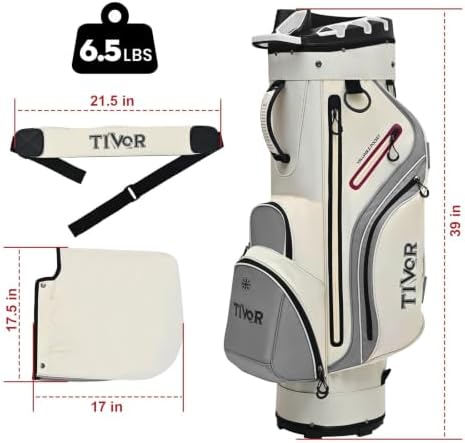 TIVOR 2026 T-Lock Golf Cart Bag-14-Way Full-Length Dividers,9 Pockets, Easy-Access Handle & Ergonomic Straps | Perfect for Cart & Walking, Includes Rain Cover
