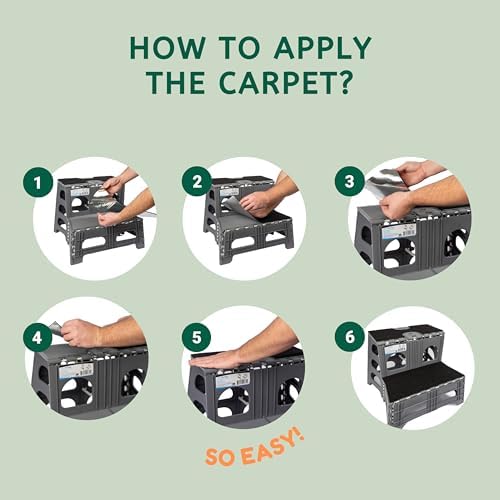 Foldable Dog Stairs, Collapsible Pet Step Ladder, Supports 300lbs | 2-Step Folding Dog Stairs & Ramp, Carpeted Design