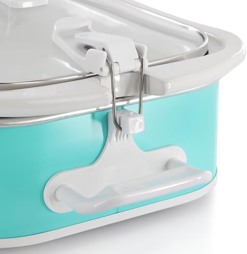 MegaChef 3.5 Quart Rectangle Casserole Slow Cooker with 3 Temperature Settings, Carry Handles and Locking Tempered Glass Lid (Cream)