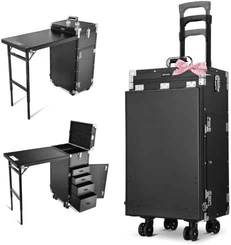 BYOOTIQUE Portable Nail Desk with 4 Storage Drawer Rolling Manicure Table