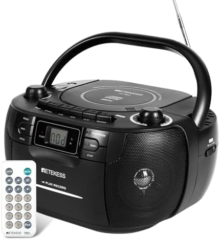 Retekess TR621 CD and Cassette Player Combo, Boombox CD Player(White)
