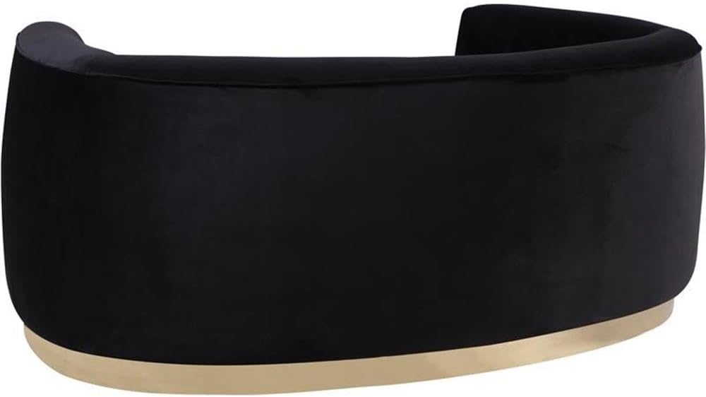 Meridian Furniture Julian Collection Modern | Contemporary Velvet Upholstered Loveseat with Stainless Steel Base in Rich Gold Finish, Black, 70" W x 34" D x 28" H