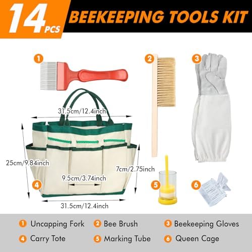 BeeCastle 14 Pcs Beekeeping Tools Starter Kit