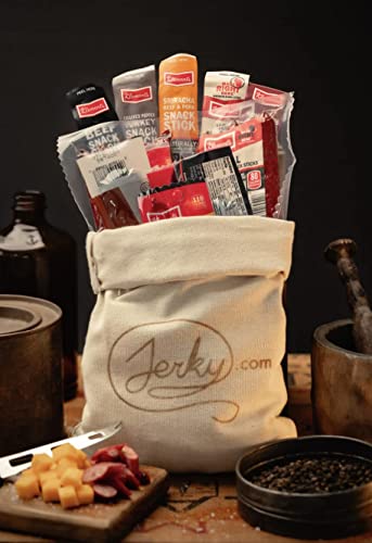 Jerky.com 26pc Meat Sticks Variety Pack - Birthday Gifts for Men - Beef Jerky Gifts for Men - Low Sugar & High Protein - Gluten Free & Keto Meat Sticks - Pork, Turkey, Ham Beef Jerky Sticks & Cheese Sticks