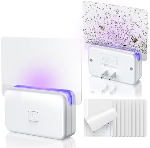 LFSYS 2 Pcs Fruit Fly Traps for Indoors (2 Device+10 Refills) Plug in UV Light Fly Trap for Gnats, Fruit Flies, Flying Insects Sleek Design Indoor Safe