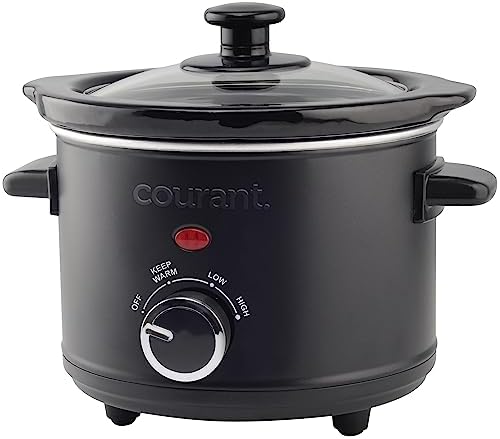 Courant Slow Cooker 5.5 Quart Crock, with Easy Cooking Options, Dishwasher Safe Pot and Glass Lid, Matte Black