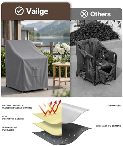 Vailge Stackable Patio Chair Covers & Outdoor Furniture Covers Waterproof