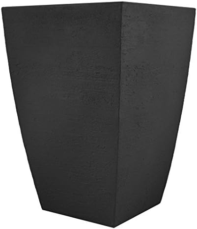 Tusco Products MSQ16BK Modern Square Garden Planter, 16-Inch, Black
