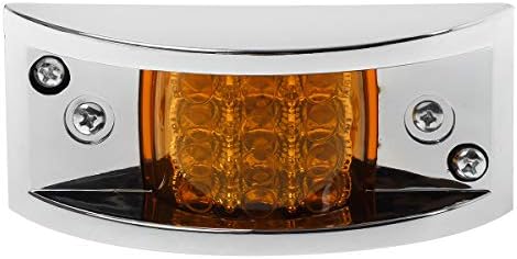 Partsam 4x Sealed Chrome Armored LED Trailer Clearance Light Side Marker Light 12LED Amber