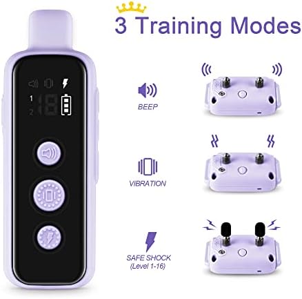 Bousnic Dog Shock Collar for 2 Dogs - (8-120lbs) Waterproof Rechargeable Electric Dog Training Collar with Remote for Small Medium Large Dogs with